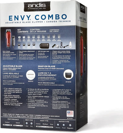 Andis Envy Combo - Adjustable Blade Clipper & Corded Trimmer #74020